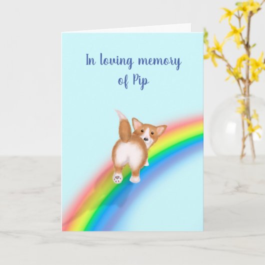 コーギレインボーブリッジ悔やみや弔慰カード カード (黄色い花)