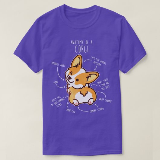 コーギレッドドッグ解剖学 Tシャツ (デザイン正面)