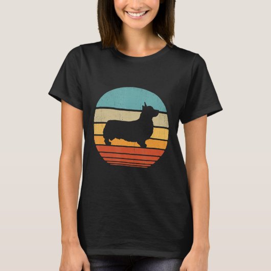 コーギヴィンテージシルエットS Sレトロ Tシャツ (正面)