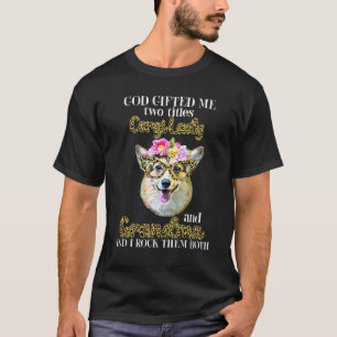 コーギーおばあちゃんと祖母の日お母さん2つのタイトル Tシャツ