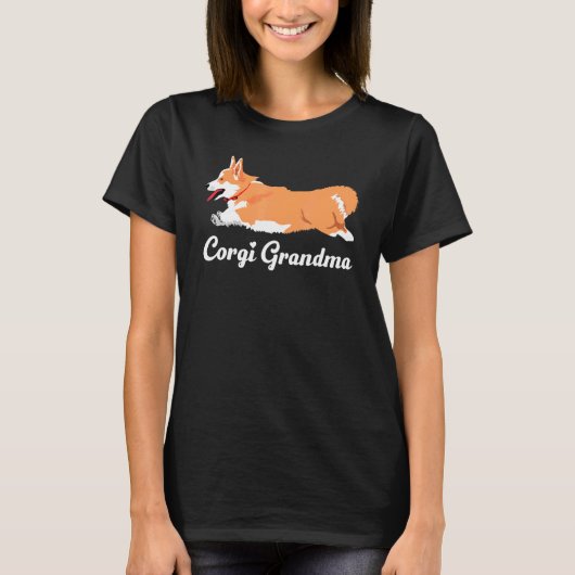 コーギーおばあちゃん子犬の女性祖母 2 Tシャツ (正面)