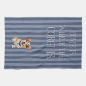コーギーがいればそれがおうち Blue Striped Cheerful キッチンタオル (横)