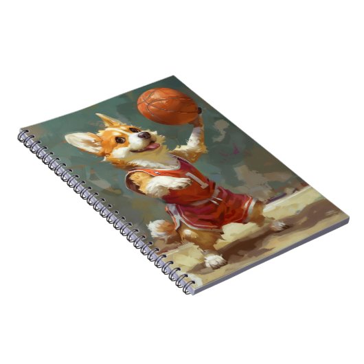 コーギーがバスケットボールをプレイ ノートブック (右側)