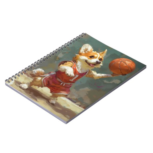 コーギーがバスケットボールをプレイ ノートブック (左側)