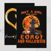 コーギーが大好きなハロウィン好きな女の子 招待状 (正面/裏面)