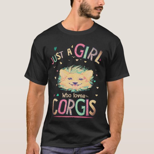 コーギーが大好きな女の子 Tシャツ (正面)