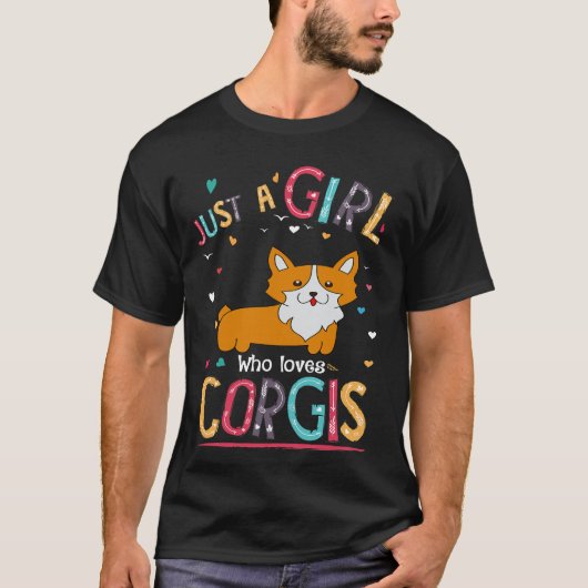 コーギーが大好きな女の子 Tシャツ (正面)