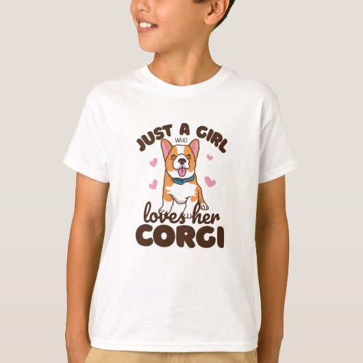 コーギーが大好きな女の子 Tシャツ (正面)