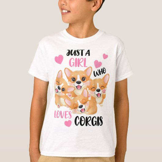 コーギーが大好きな女の子 Tシャツ (正面)