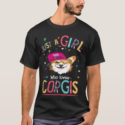 コーギーが大好きな女の子 Tシャツ (正面)
