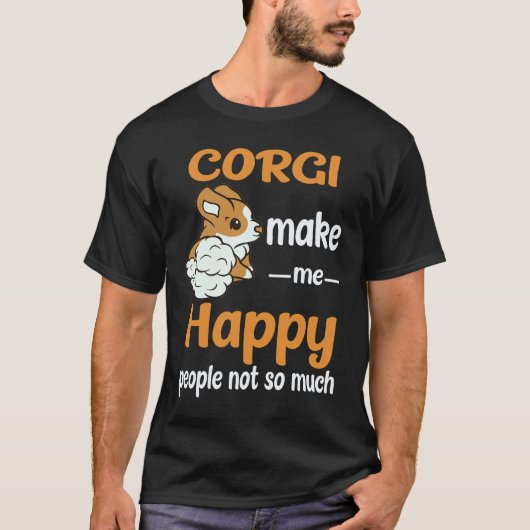 コーギーが3匹いると幸せ(人もそうでもないけどコーギー) Tシャツ (正面)