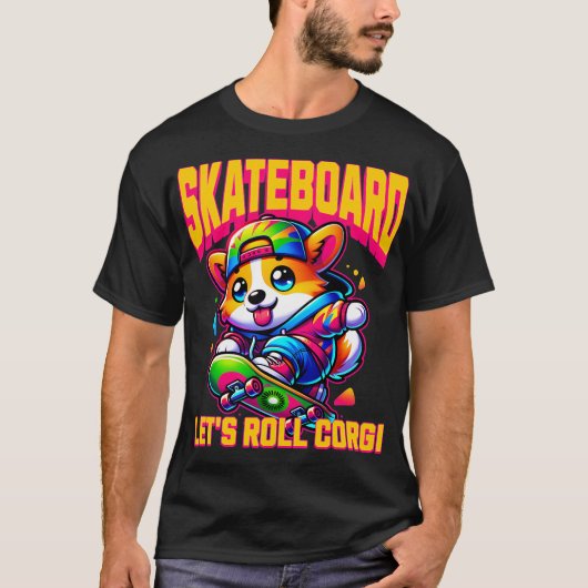 コーギーでレッツロール Tシャツ (正面)