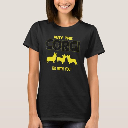 コーギーとともにあれ SF風デザイン Tシャツ (正面)