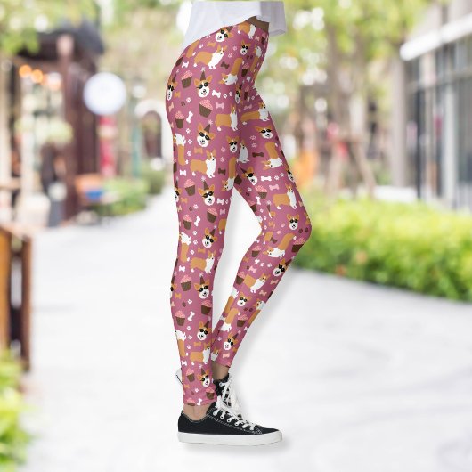 コーギーとカップケーキウェルシュコーギーパーティー帽子 レギンス