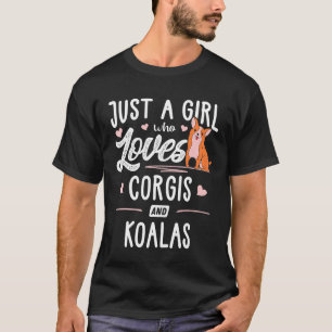 コーギーとコアラが好きな女の子 女性 Tシャツ