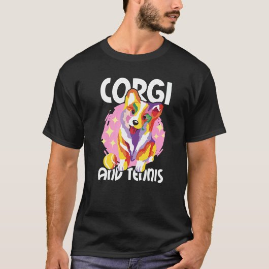 コーギーとテニス Tシャツ (正面)