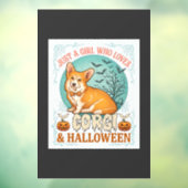 コーギーとハロウィンのカボチャとコウモリが好きな女の子 ウィンドウサイン (シート3)