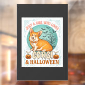 コーギーとハロウィンのカボチャとコウモリが好きな女の子 ウィンドウサイン (シート2)
