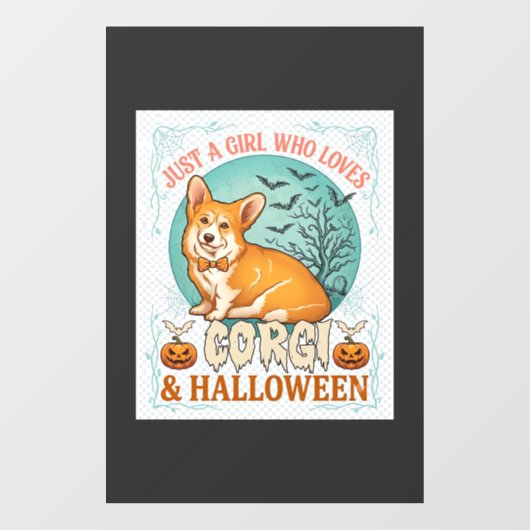コーギーとハロウィンのカボチャとコウモリが好きな女の子 ウィンドウサイン (シート)