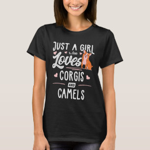 コーギーとラクダが好きな女の子 女性用 Tシャツ