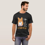 コーギーと一緒なら人生もっと素敵 Tシャツ (正面フル)