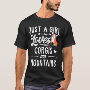 コーギーと山が好きな女の子 女性 Tシャツ