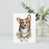 コーギーと牛 ポストカード (スタンド正面)