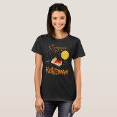 コーギーと空飛ぶ吸血鬼犬のハロウィン Tシャツ (正面フル)