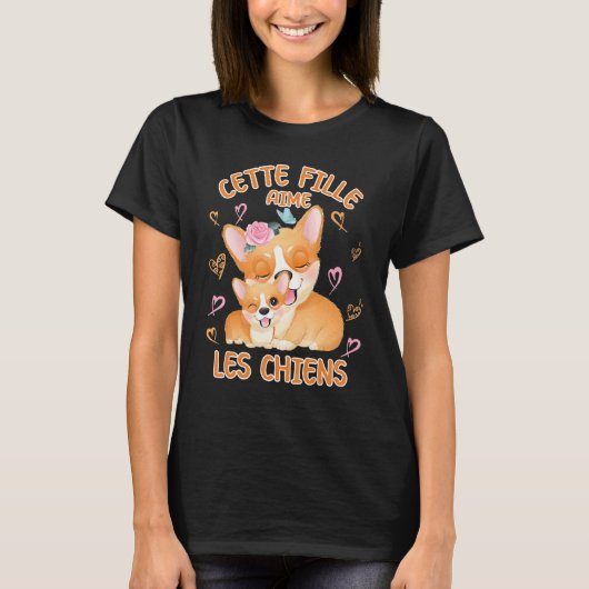 コーギーと赤ちゃんが大好きなママのジュニア服 Tシャツ (正面)
