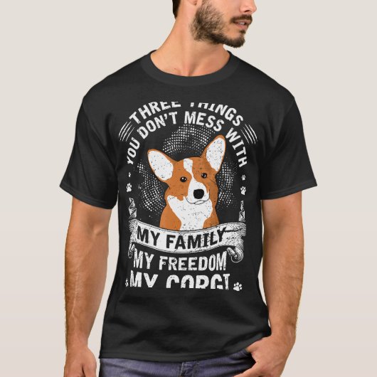 コーギーと関わってはいけない3つのこと Tシャツ (正面)