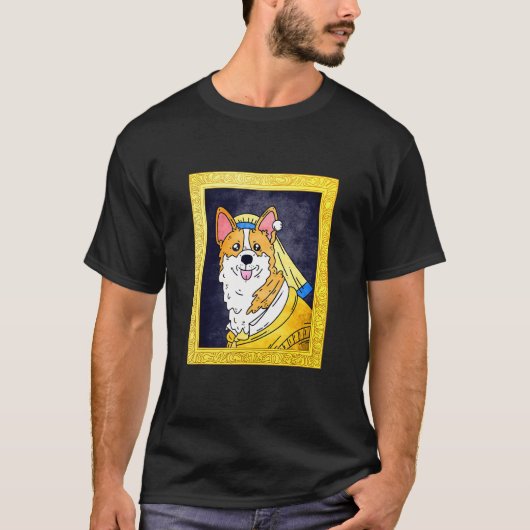 コーギーになった真珠の耳飾りの貴婦人画 D Tシャツ (正面)