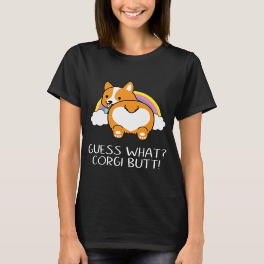 コーギーのお尻が可愛すぎるレインボーコーギーオーナー Tシャツ (正面)