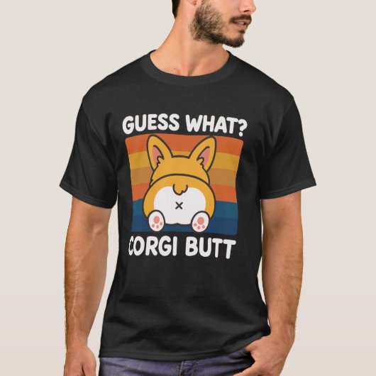 コーギーのお尻で何か推測 Tシャツ (正面)