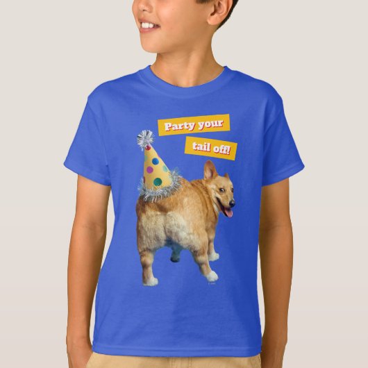 コーギーのお尻のバースデーハット Tシャツ (正面)