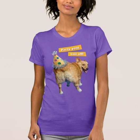 コーギーのお尻のバースデーハット Tシャツ (正面)