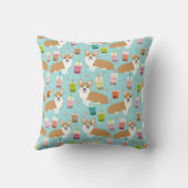 コーギーのかわいいのBobaの茶-泡茶 クッション (裏面)