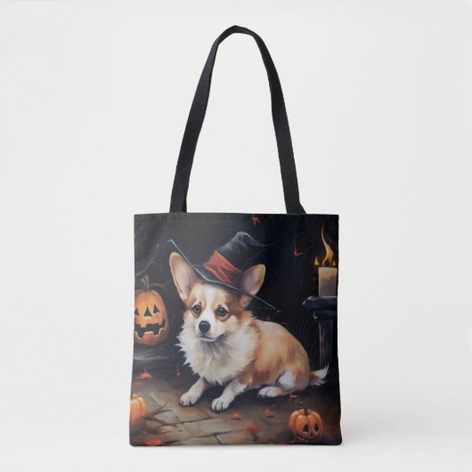 コーギーのカボチャ ハロウィン おばけ トートバッグ (正面)