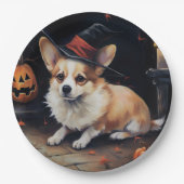 コーギーのカボチャ ハロウィーンの恐怖 ペーパープレート (正面)