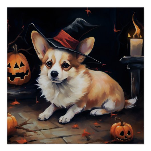 コーギーのカボチャ ハロウィーンの恐怖 ポスター (正面)