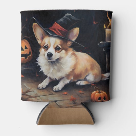 コーギーのカボチャ ハロウィーンの恐怖 缶クーラー (正面)