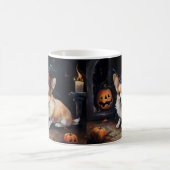 コーギーのカボチャ ハロウィーン おばけ コーヒーマグカップ (中央)