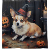 コーギーのカボチャ ハロウィーン おばけ シャワーカーテン (正面)