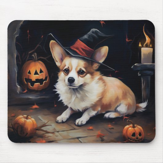 コーギーのカボチャ ハロウィーン おばけ マウスパッド (正面)