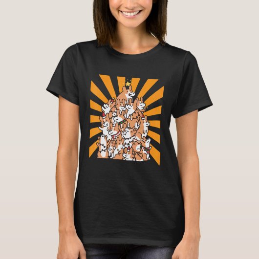 コーギーのクリスマスツリー Tシャツ (正面)
