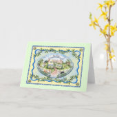 コーギーのコテージの挨拶状 カード (黄色い花)