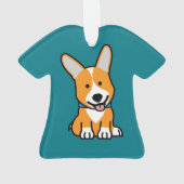 コーギーのコーギーは子犬の小犬の幸せなペンブロークウェールズの後をつけます オーナメント (裏面)