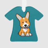 コーギーのコーギーは子犬の小犬の幸せなペンブロークウェールズの後をつけます オーナメント (正面)