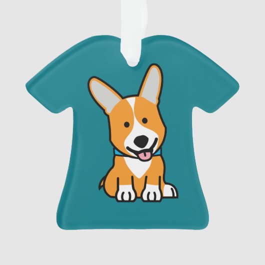 コーギーのコーギーは子犬の小犬の幸せなペンブロークウェールズの後をつけます オーナメント (正面)