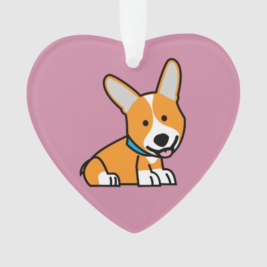 コーギーのコーギーは子犬の小犬の幸せなペンブロークウェールズの後をつけます オーナメント (正面)
