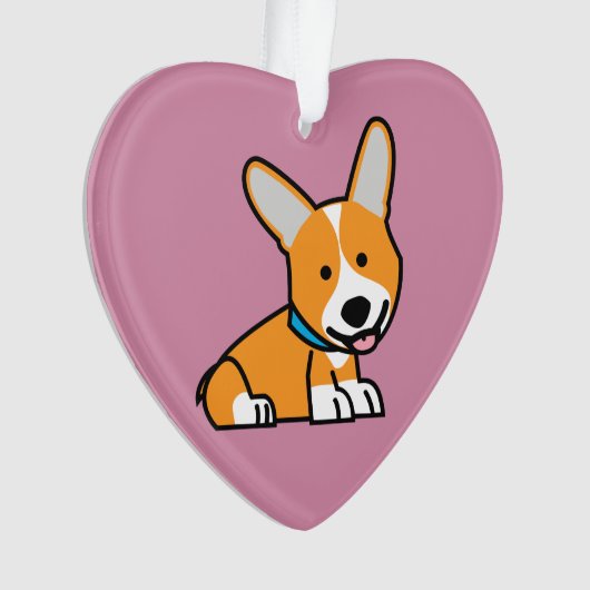 コーギーのコーギーは子犬の小犬の幸せなペンブロークウェールズの後をつけます オーナメント (正面)